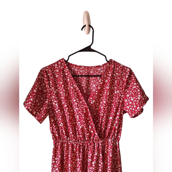 Ditsy Floral Print Surplice Neck Split Thigh Dress Size L - Picture 6 of 6